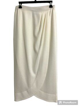 Misook Faux Wrap Midi Skirt Off White Size S
